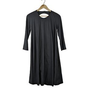 Ali Golden Black Wool Knit Backless Dress Small Cutout Long Sleeve Fit Flare